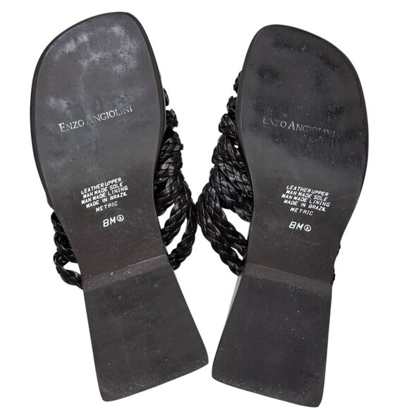 Enzo Angiolini 8B Woven Sandals Modern Slides Square - Picture 3 of 4